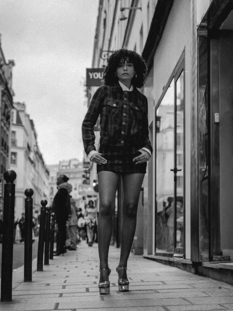 a girl model in street
